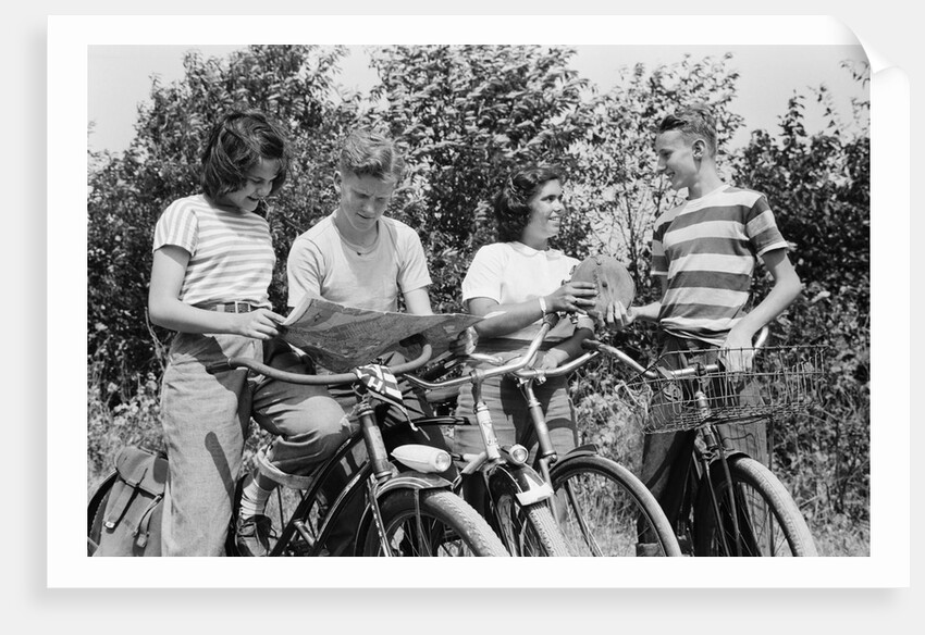 Cyclists Studying Road Map by Anonymous