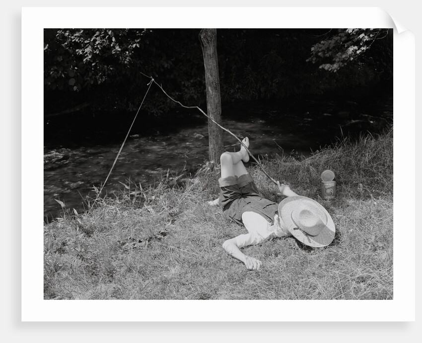 Boy Fishing in the Country by Anonymous