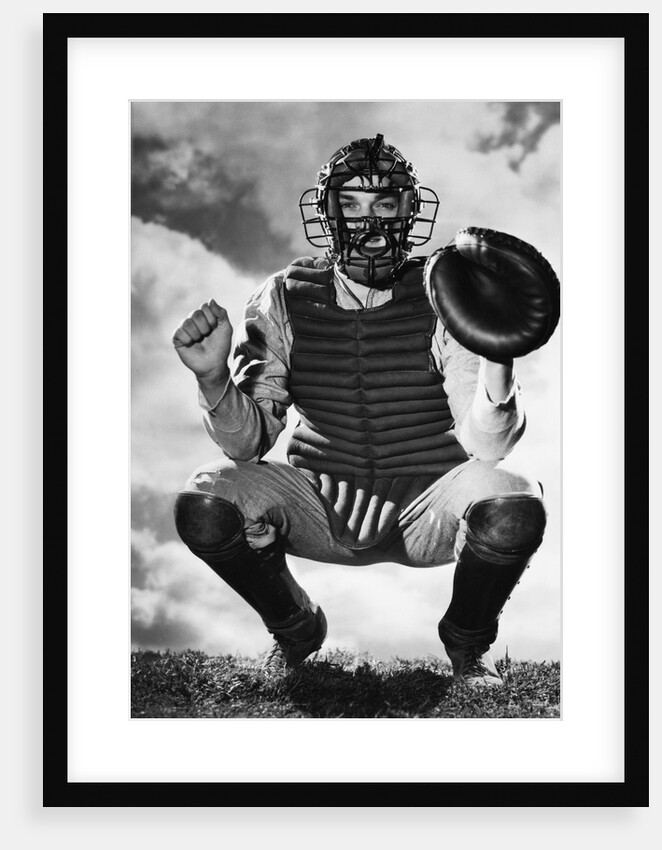 Baseball Catcher Awaiting the Ball by Anonymous