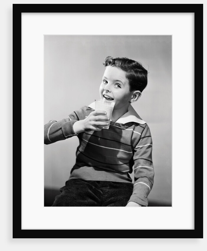 Smiling Boy with a Glass of Milk by Anonymous