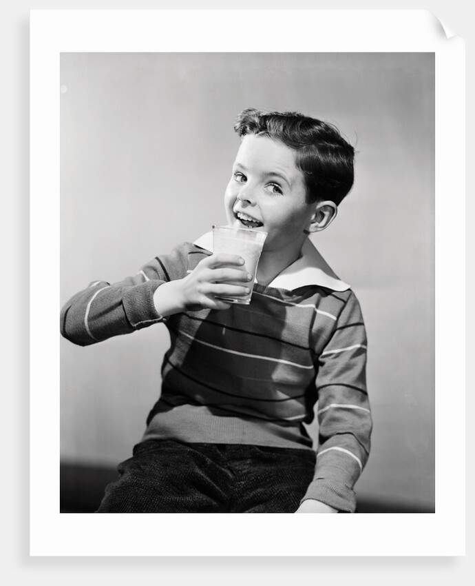 Smiling Boy with a Glass of Milk by Anonymous