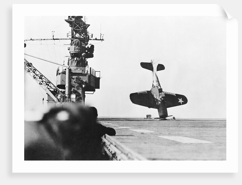 Douglas Dive-Bomber Crashed on Aircraft Carrier Deck by Anonymous