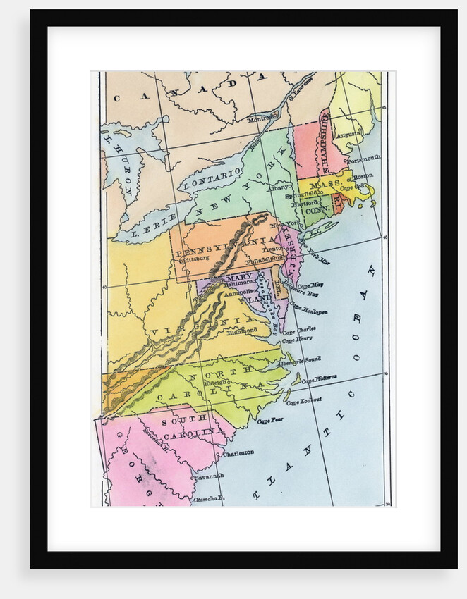Map of the 13 Original American Colonies by Anonymous