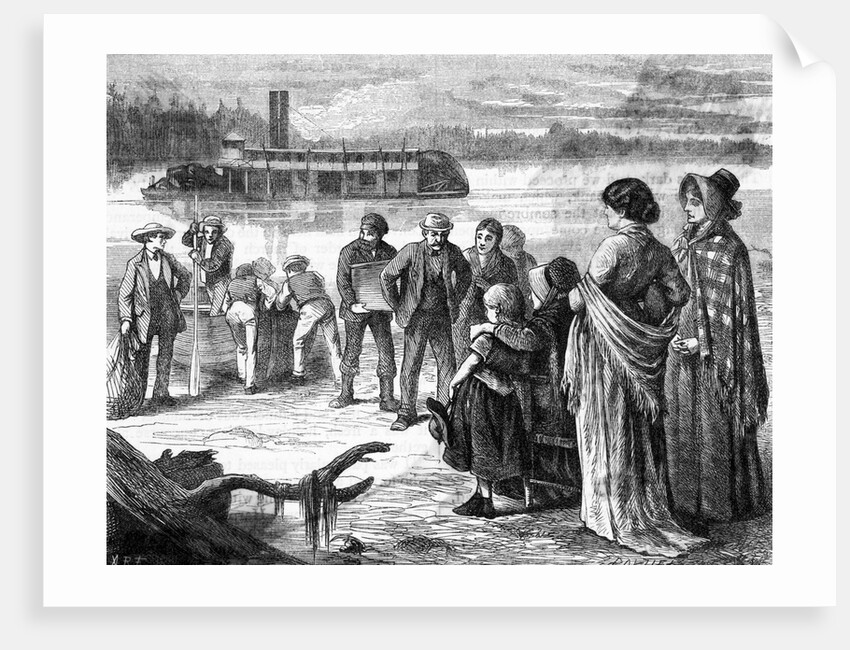 Emigrants Heading West At The River by Anonymous