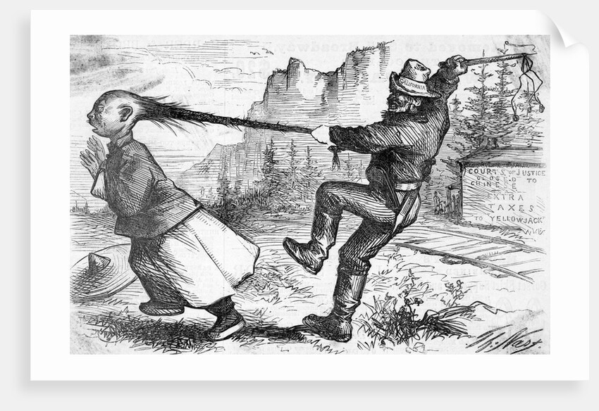Chinese Man Held By Hair By Man W/Ca Hat by Anonymous