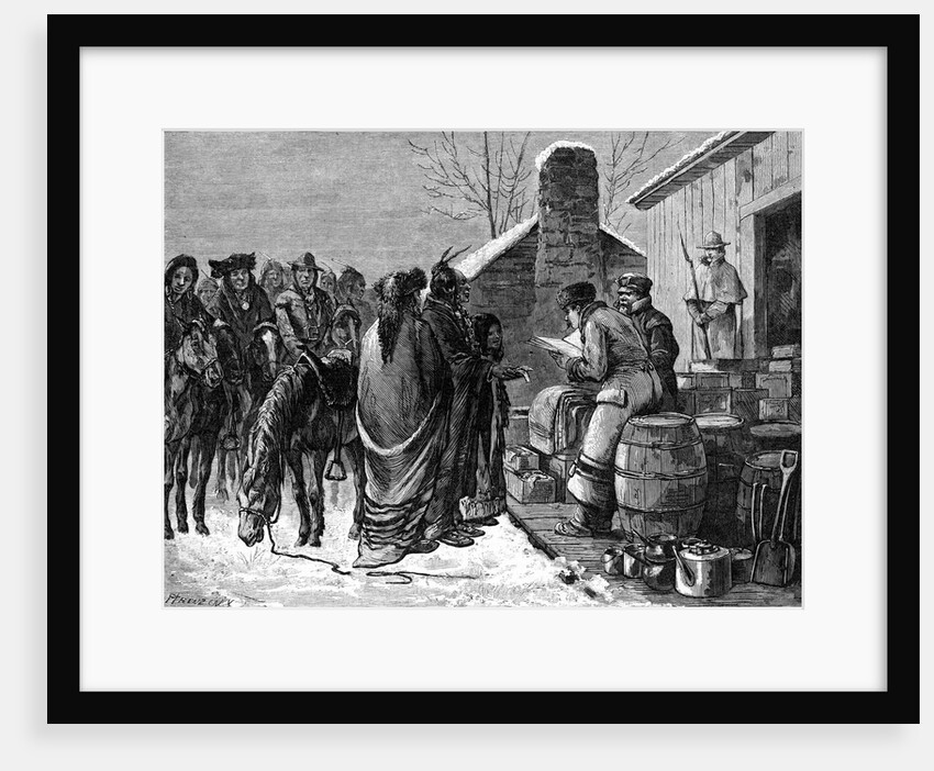 Distributing Supply To Indians; Drawing by Anonymous