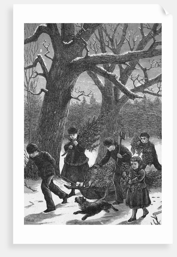 Five Children Bring Home Christmas Tree by Anonymous