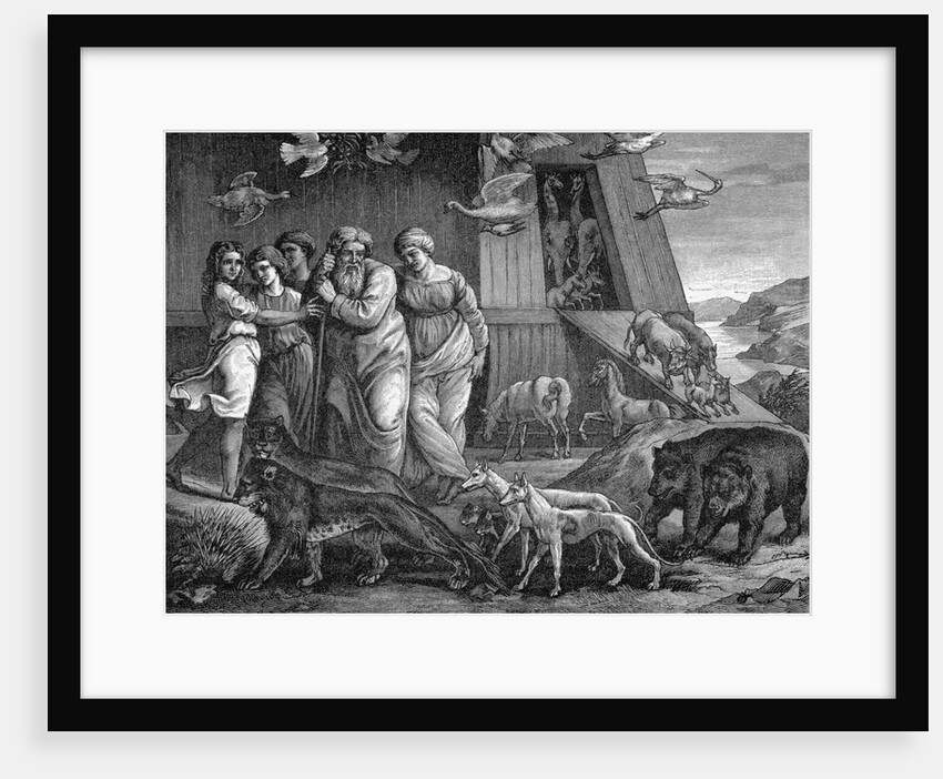 Woodcut of Animals Leaving Noah's Ark by Anonymous