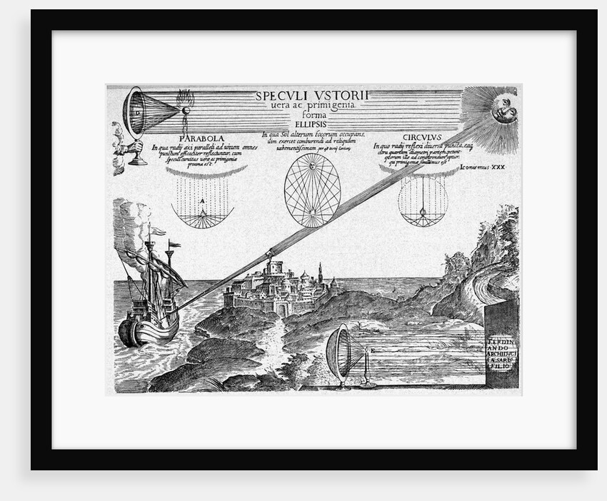 Engraving of Archimedes' Burning Mirror by Athanasius Kircher