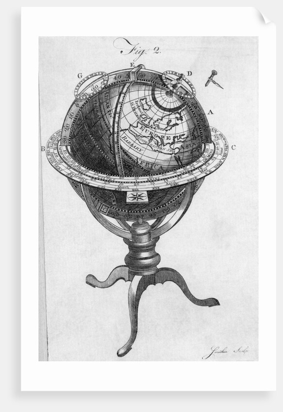 Globe On Stand 18Th Century Engraving by Anonymous