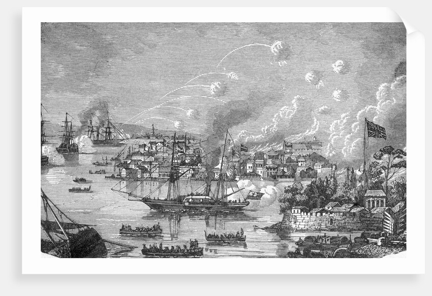 Engraving of the Bombardment of Canton by the English by Anonymous