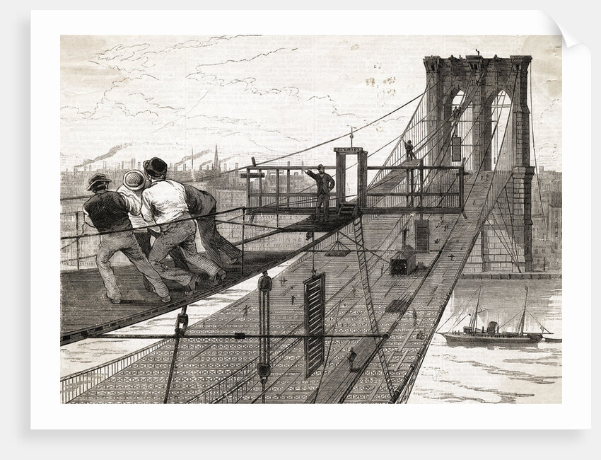Building Of Brooklyn Bridge by Anonymous