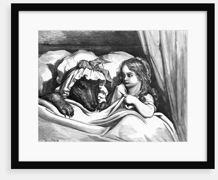The Disguised Wolf in Bed by Gustave Dore from Little Red Riding Hood by Anonymous