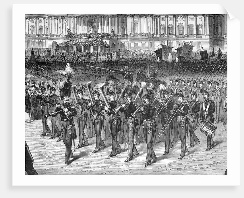 Military Band Marching In Front Capitol by Anonymous