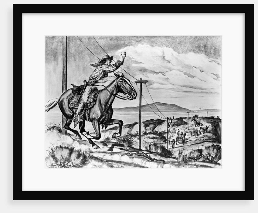 Pony Express Rider Passes Telegraph Line by Anonymous