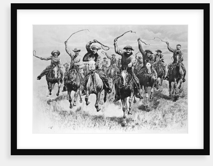 The Cowboy's Race Woodcut by Anonymous