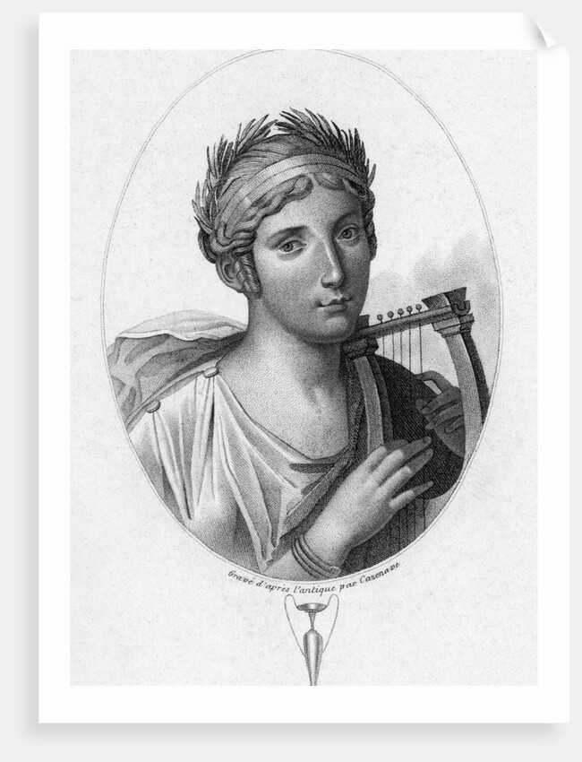 Engraved Portrait of Sappho, Greek Lyric Poet by Anonymous