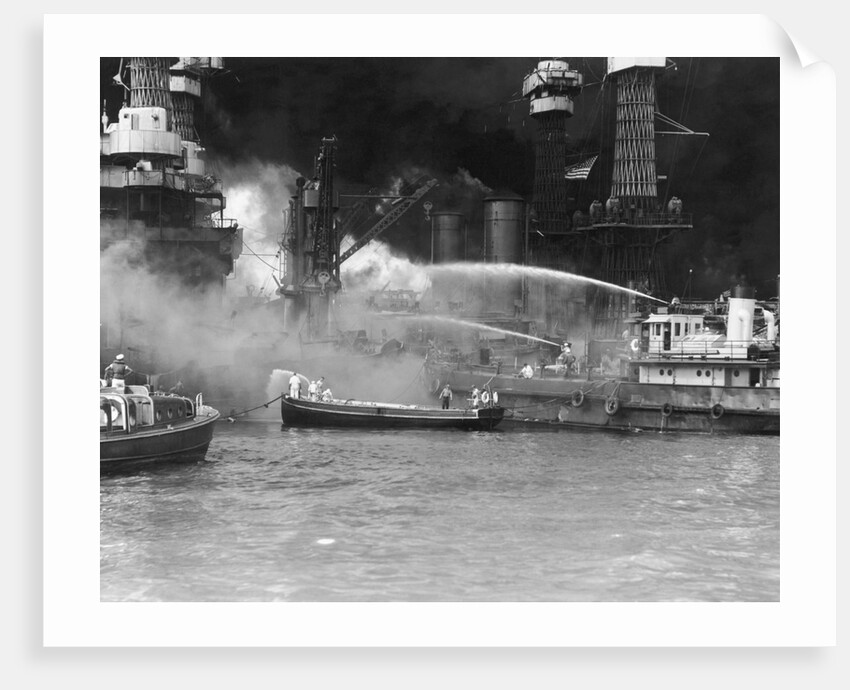 Pearl Harbor Aflame by Anonymous