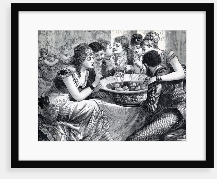 Engraving Of People Drinking Punch;Straw by Anonymous