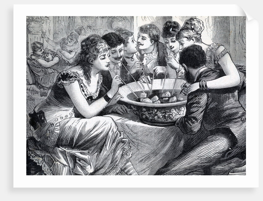 Engraving Of People Drinking Punch;Straw by Anonymous