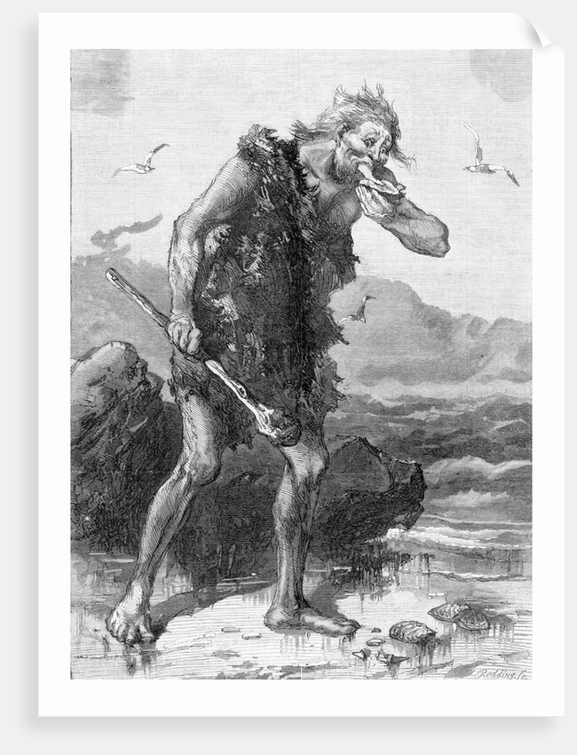 Woodcut of the Very First Oyster Eaten by Anonymous