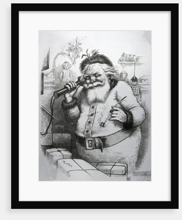Santa Claus Talking On A Telephone by Thomas Nast