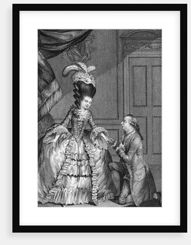 1777 Engraving of a Man Proposing to a Woman by Anonymous