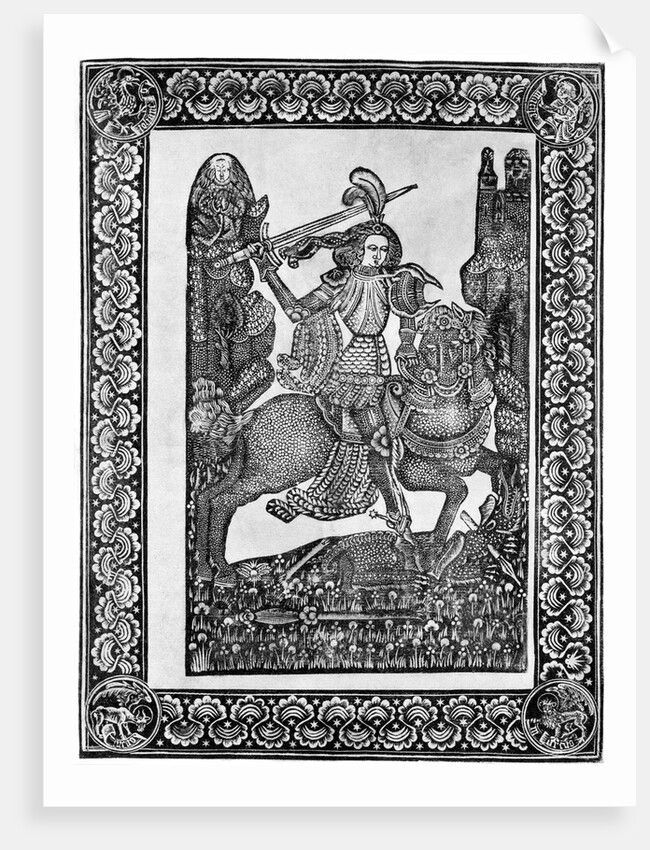 St. George Slaying Dragon; Dotted Print by Anonymous