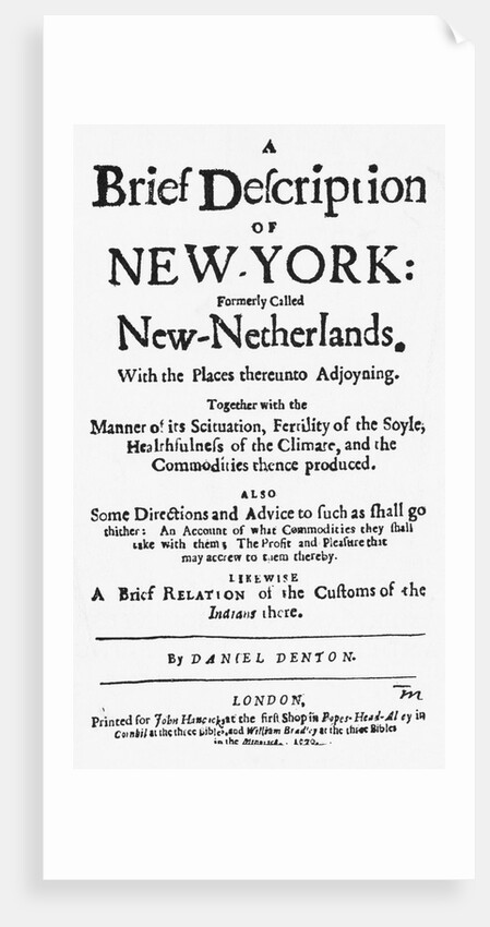Title Page For Brief Description Of Ny by Anonymous