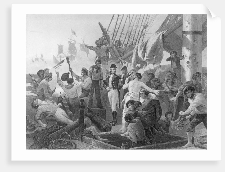 Enraving Of Battle On A Ship by Anonymous