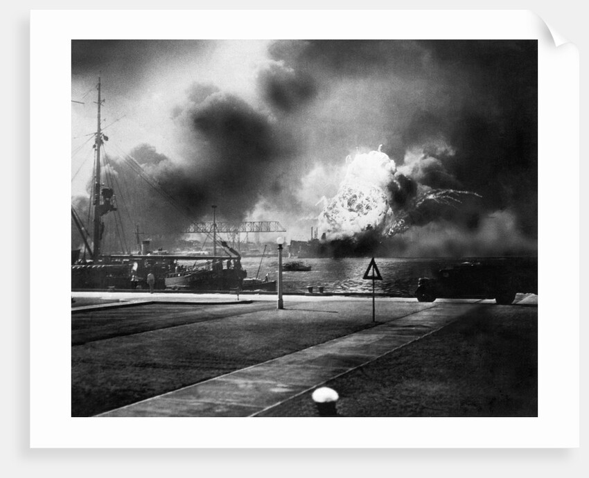 Explosion Of Ship In Pearl Harbor Attack by Anonymous