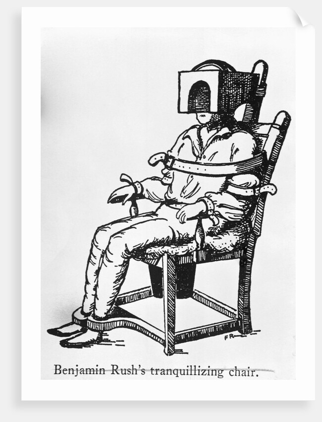 Benjamin Rush's Tranquillizing Chair Illustration by Anonymous