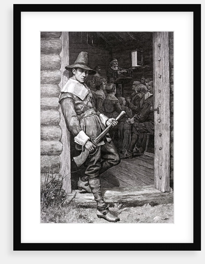 Puritan in Doorway During Thanksgiving Dinner by Anonymous