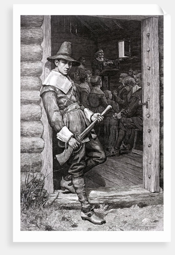 Puritan in Doorway During Thanksgiving Dinner by Anonymous