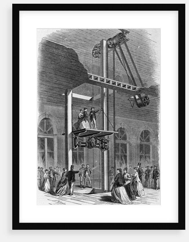 Woodcut Of Early Elevator Model by Anonymous
