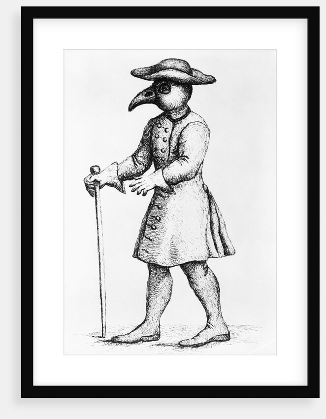 17th-Century Illustration of a Doctor Wearing Protective Clothing by Anonymous