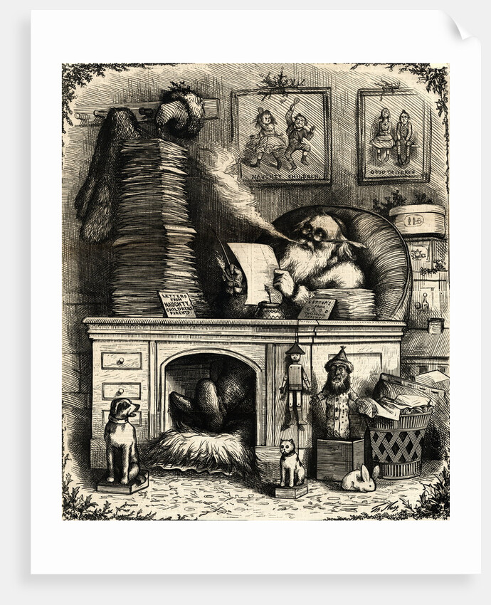 Woodcut; Santa Claus On Christmas Night by Anonymous