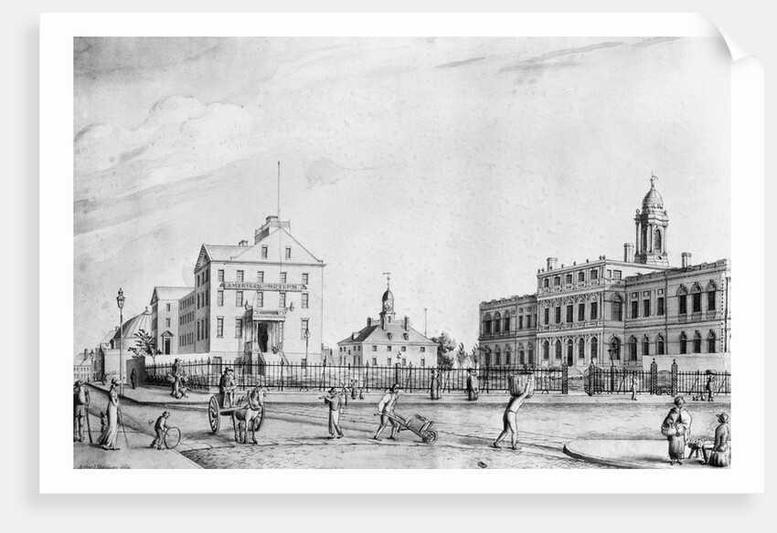 Drawing Of Life Around City Hall, Ny by Anonymous