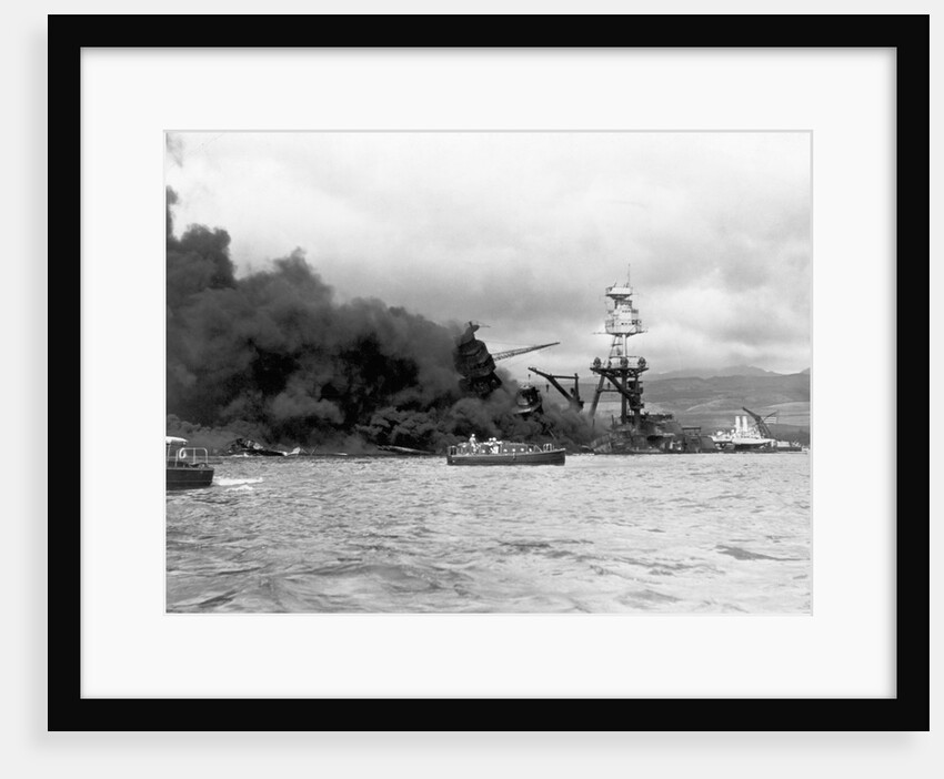 Uss Arizona Burning In Pearl Harbor by Anonymous