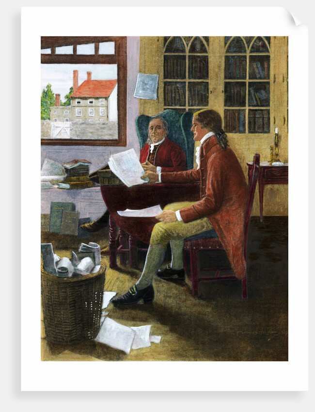 Thomas Jefferson Reading To Franklin by Clyde Osmer de Land