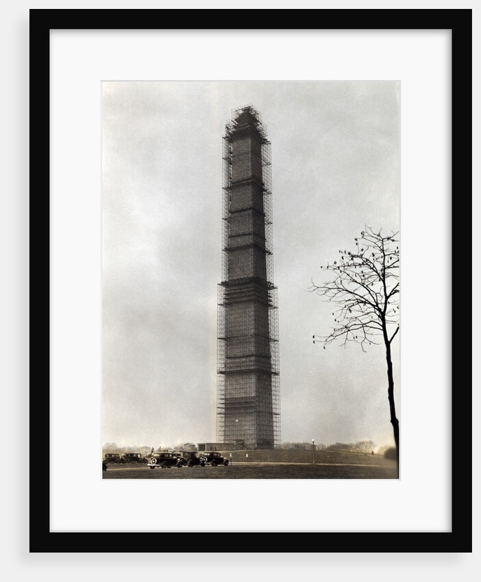Washington Monument Covered with Scaffolds by Anonymous