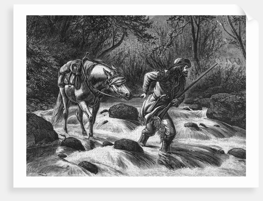 Frontiersman Walking Blindfolded Horse;Engraving by Anonymous