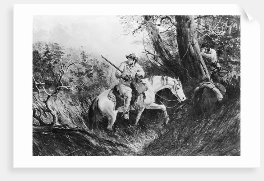 Illustration Of Pioneer On Horseback by Anonymous