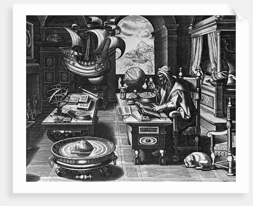 Print of Nostradamus Making Calculations by Anonymous