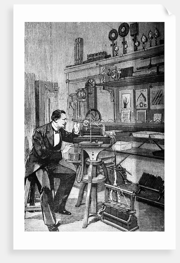 Scientist Looks Into Instrument Eyepiece by Anonymous