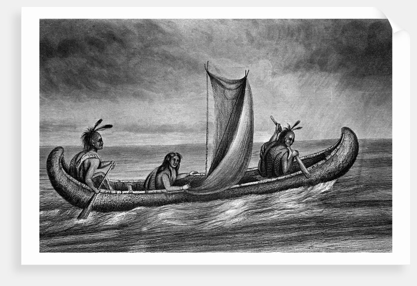 Illustration of Native Americans in a Canoe by Anonymous