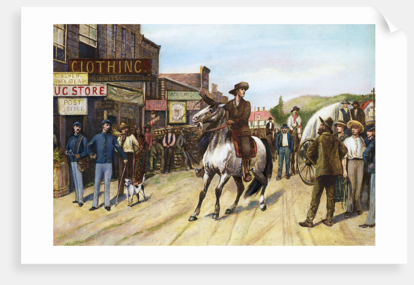 Man On Horseback In 1880S Midwest Town by Anonymous