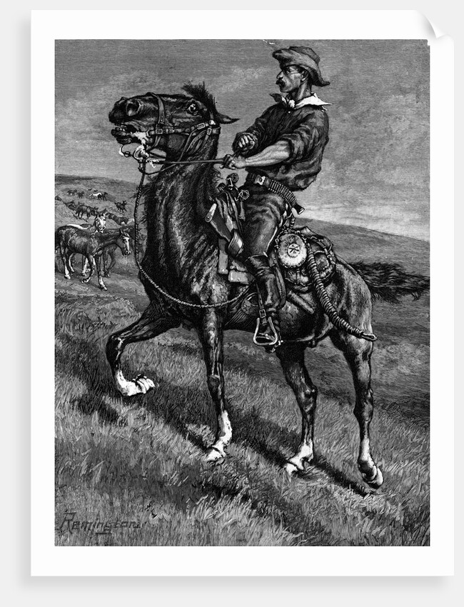 Illustration Of Rancher On Horseback by Anonymous