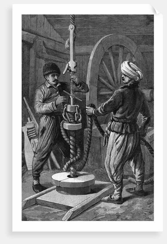 Two Men Boring A Petroleum Oil Well by Anonymous