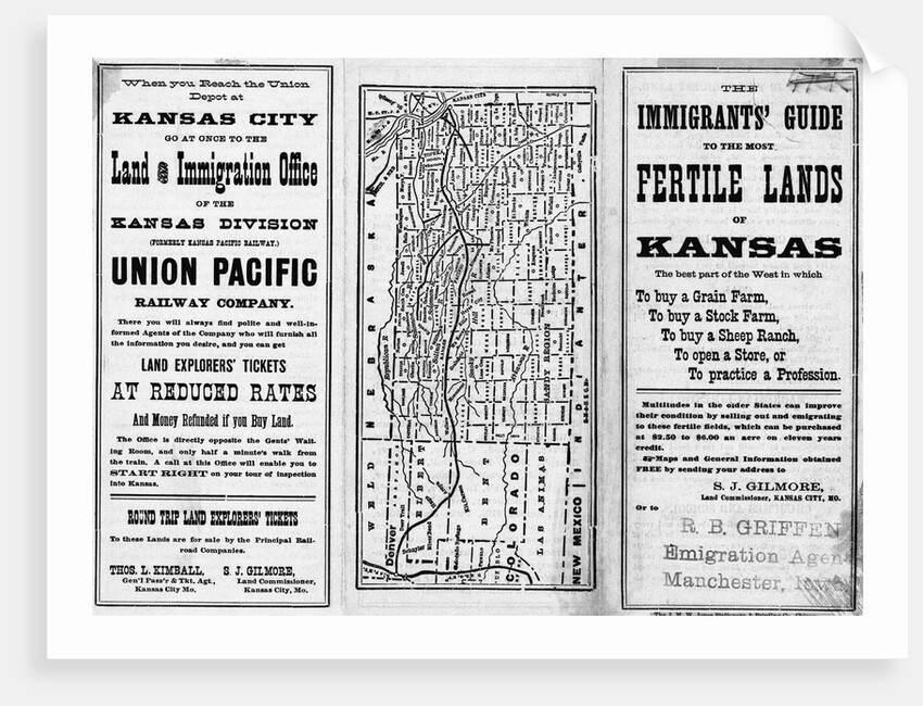 The Immigrants' Guide to The Most Fertile Lands of Kansas Pamphlet by Anonymous